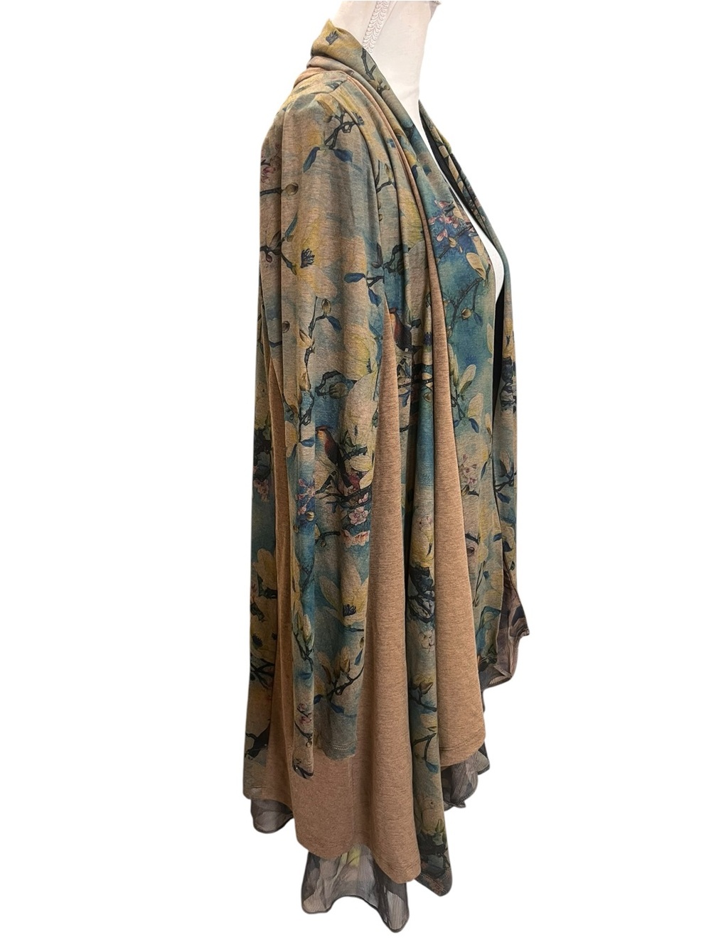Soft Surroundings Tea Gardens Topper Floral Bird Mesh Open Cardigan XL - Picture 5 of 12